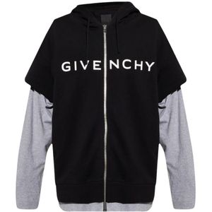 Givenchy, Sweatshirts & Hoodies, Heren, Zwart, M, Katoen, Oversized Hoodie met Ritssluiting