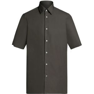Maison Margiela, Overhemden, Heren, Bruin, 3Xs, Houtbruine korte mouwen shirt
