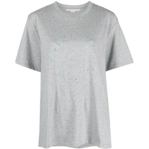Stella McCartney, Tops, Dames, Grijs, S, Logo Rhinestone T-Shirt