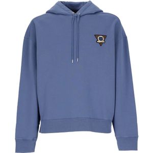 Maison Kitsuné, Sweatshirts & Hoodies, Heren, Blauw, L, Katoen, Blauwe hoodie met Surf Collage Print