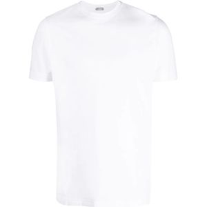 Zanone, Tops, Heren, Wit, XL, Katoen, Katoenen T-shirt met 3 knopen