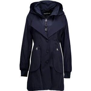Creenstone, Elegant Navy Blue Hooded Blazer Jacket Blauw, Dames, Maat:L