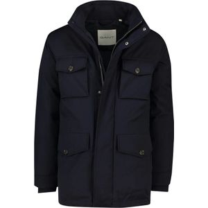 Gant, Donkerblauwe Winterjas met Rits en Knoop Blauw, Heren, Maat:XL