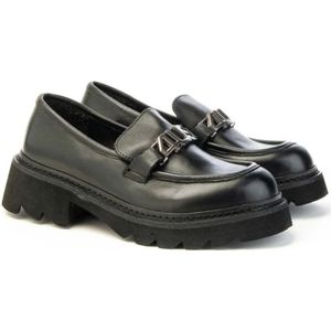 Paciotti, Schoenen, Dames, Zwart, 38 EU, Leer, Gouden gesp leren mocassin vrouw