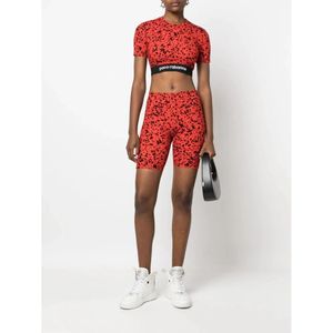 Paco Rabanne, Sport, Dames, Rood, L, Spandex, Rode Paint-Splatter Crop Top