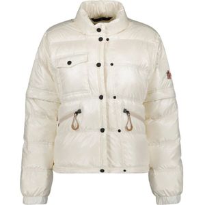 Moncler, Jassen, Dames, Wit, S, Leer, Gewatteerde Bomberjas