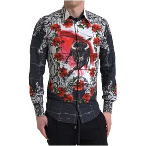 Dolce & Gabbana, Overhemden, Heren, Veelkleurig, M, Bloemenprint overhemd met kraag