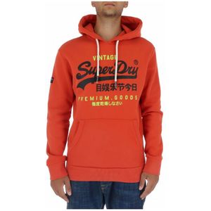 Superdry, Sweatshirts & Hoodies, Heren, Oranje, M, Katoen, Heren Oranje Print Sweatshirt