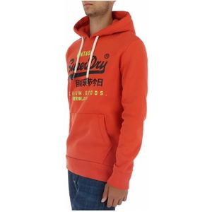 Superdry, Sweatshirts & Hoodies, Heren, Oranje, M, Katoen, Heren Oranje Print Sweatshirt