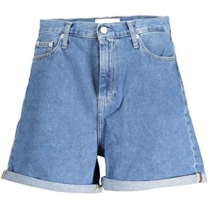 Calvin Klein, Korte broeken, Dames, Blauw, W27, Denim, Blauwe Denim Shorts met Gewassen Effect