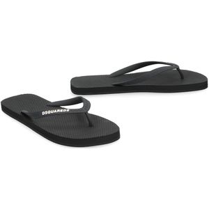 Dsquared2, Schoenen, Heren, Zwart, 41 EU, Rubber Flip-Flop Sandalen