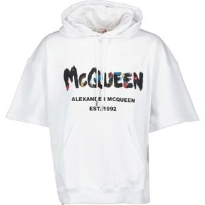 Alexander McQueen, Sweatshirts & Hoodies, Heren, Wit, L, Katoen, Graffiti Hoodie