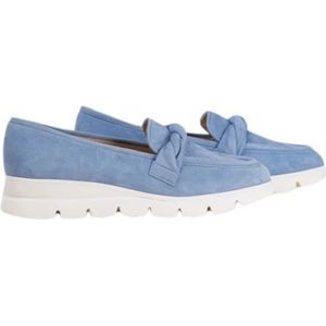 Brunate, Schoenen, Dames, Blauw, 37 EU, Suède, Zomerse Loafer met Leren Voetbed