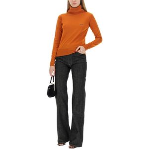 Vivienne Westwood, Truien, Dames, Oranje, L, Wol, Slim Fit Wollen Turtleneck Giulia