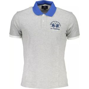 La Martina, Grijze Katoenen Poloshirt, Korte Mouwen, Regular Fit Grijs, Heren, Maat:L