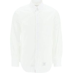 Thom Browne, Klassieke Poplin Overhemd met Button-Down Kraag Wit, Heren, Maat:M