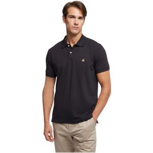 Brooks Brothers, Tops, Heren, Zwart, 2Xl, Katoen, Slim-fit korte mouwen pique poloshirt