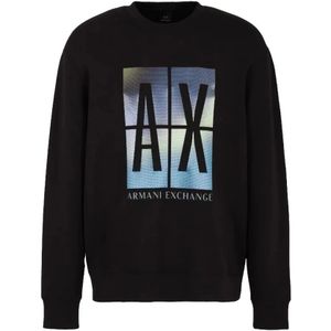 Armani Exchange, Sweatshirts & Hoodies, Heren, Zwart, S, Sweatshirts