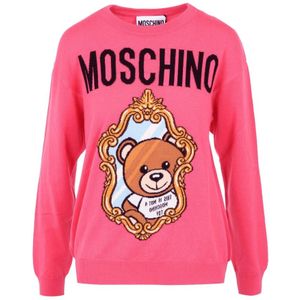 Moschino, Ronde Hals Gebreide Kleding Roze, Dames, Maat:S