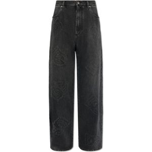 Dolce & Gabbana, Jeans, Heren, Zwart, XL, Wijde jeans