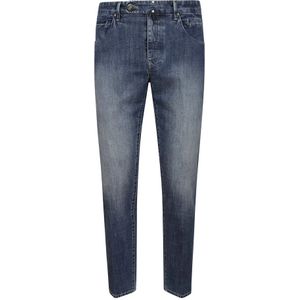 Incotex, Jeans, Heren, Blauw, W34, Katoen, Blauwe Jeans met Vijf Zakken