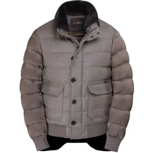 Moorer, Jassen, Heren, Beige, 2Xl, Wol, Boudin Gewatteerde Bomberjack met Ganzendons Vulling