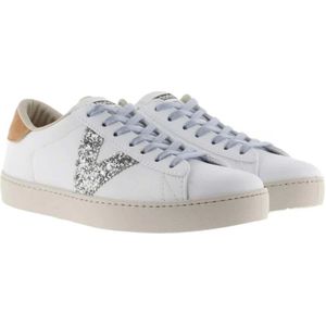 Victoria, Schoenen, Dames, Wit, 36 EU, Berlín Efecto Piel & Glitter Sneakers