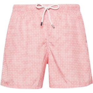 Fedeli, Strandkleding met koraalroze/wit grafisch patroon Roze, Heren, Maat:S