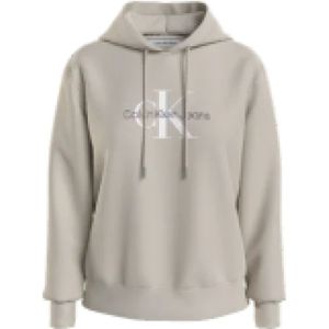 Calvin Klein, Sweatshirts & Hoodies, Heren, Beige, XS, Katoen, Archival Monologo Hoodie Wit Logo