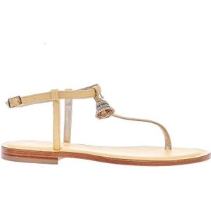 Paola Fiorenza, Gele Leren Flip Flops met Bel Geel, Dames, Maat:36 EU