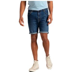 Lee, Korte broeken, Heren, Blauw, W32, Katoen, Blauwe Rits Knoop Shorts Lente/Zomer