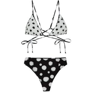 F**k, Badkleding, Dames, Veelkleurig, XL, Polyester, Bikini Triangolo E Slip Retrò Fisso Scribble