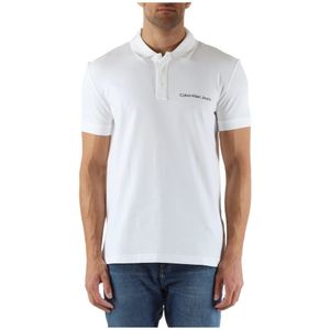 Calvin Klein Jeans, Tops, Heren, Wit, 2Xl, Katoen, Regular Fit Katoenen Polo Shirt met Logo