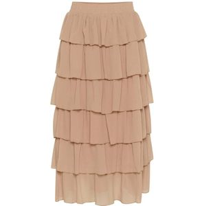 Kaffe, Rokken, Dames, Beige, 3Xl, Ruffle Layered Rok Chinchilla