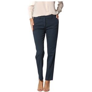 Mason's, Navy Blauwe Gabardine Chino Broek Blauw, Dames, Maat:XS