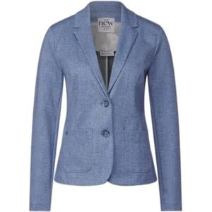 Street One, Jassen, Dames, Blauw, L, Blauwe Blazer met Reverskraag