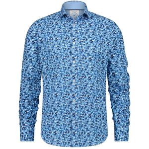 A fish named Fred, Overhemden, Heren, Blauw, XL, Katoen, Blauw Casual Overhemd met Print