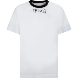 Givenchy, Tops, Heren, Wit, S, Katoen, Logo Print White T-Shirt