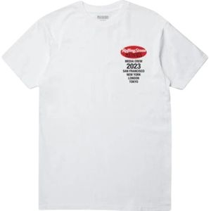 Pleasures, Tops, Heren, Wit, M, Katoen, Witte Katoenen Rolling Stone T-shirt