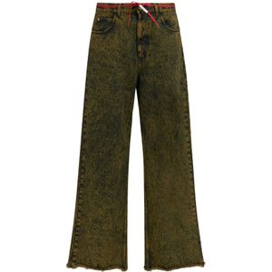 Marni, Jeans, Heren, Groen, W32, Denim, Marble-dyed denim flared jeans