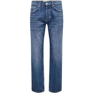 Only & Sons, Jeans, Heren, Blauw, W32 L32, Slim Fit Casual Broek