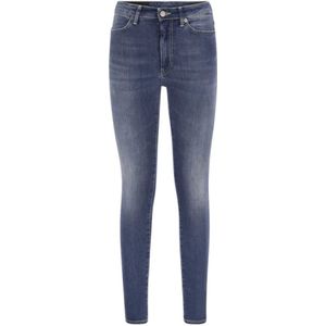 Dondup, Iris Skinny Jeans, Hoge Taille, Taps Toelopende Pijp Blauw, Dames, Maat:W30