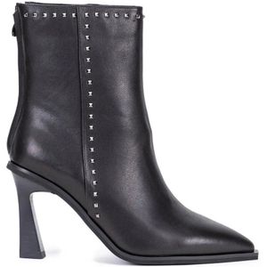 Alma EN Pena, Schoenen, Dames, Zwart, 40 EU, Leer, Studded Rits Leren Enkellaarzen