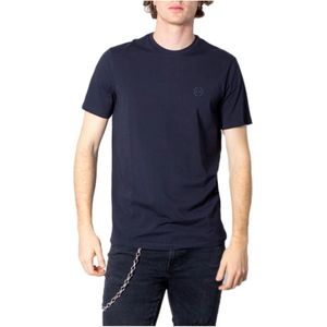Armani Exchange, Tops, Heren, Blauw, 2Xl, Katoen, Blauw korte mouwen T-shirt voor mannen
