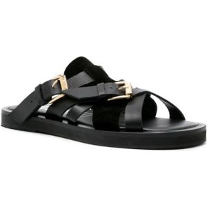 Moschino, Schoenen, Heren, Zwart, 40 EU, Suède, Zwarte Suède Sandalen