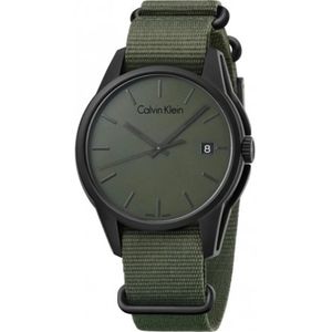 Calvin Klein, Herenhorloge met kleurrijke wijzerplaat en roestvrijstalen kast Groen, Heren, Maat:ONE Size