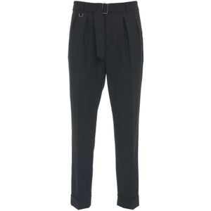 Paolo Pecora, Broeken, Heren, Zwart, M, Slim-Fit Zwarte Broek Aw 24