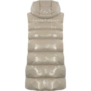 Pinko, Jassen, Dames, Beige, M, Beige Mouwloos Rits Capuchonjas