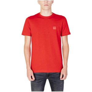 Hugo Boss, Tops, Heren, Rood, S, Katoen, Rode Korte Mouw T-shirt voor Heren
