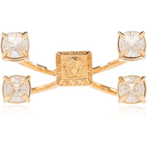 Versace, Dubbele ring met kristallen Geel, Dames, Maat:S